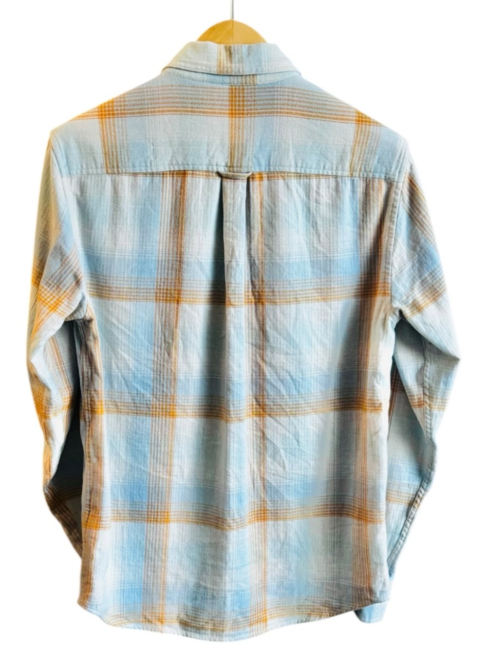 Roots Organic Cotton Flannel Plaid Shirt - Light Blue/Orange - Small - Picture 2 of 7